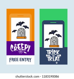 Happy Halloween invitation design with grave vector