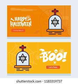 Happy Halloween invitation design with grave vector