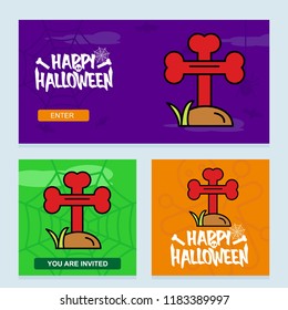 Happy Halloween invitation design with grave vector