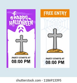 Happy Halloween invitation design with grave vector