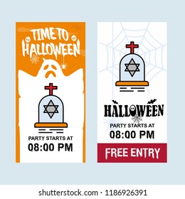 Happy Halloween invitation design with grave vector