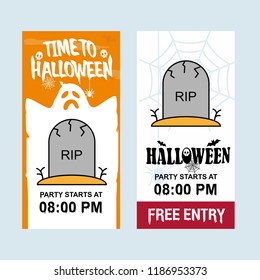Happy Halloween invitation design with grave vector