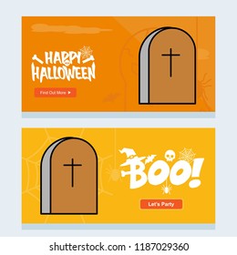 Happy Halloween invitation design with grave vector