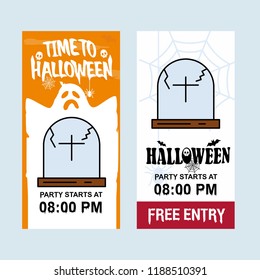 Happy Halloween invitation design with grave vector