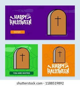 Happy Halloween invitation design with grave vector