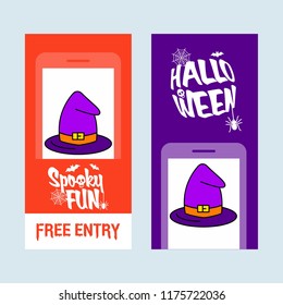 Happy Halloween invitation design with hat vector