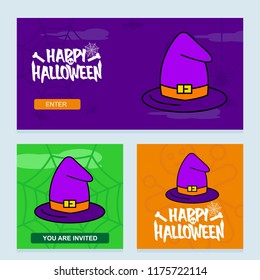 Happy Halloween invitation design with hat vector