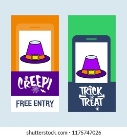 Happy Halloween invitation design with hat vector