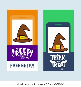 Happy Halloween invitation design with hat vector