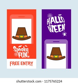 Happy Halloween invitation design with hat vector