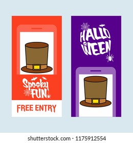 Happy Halloween invitation design with hat vector