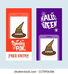 Happy Halloween invitation design with hat vector