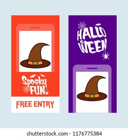 Happy Halloween invitation design with hat vector
