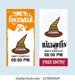 Happy Halloween invitation design with hat vector