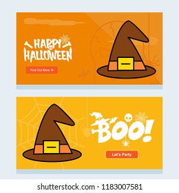 Happy Halloween invitation design with hat vector