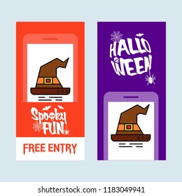 Happy Halloween invitation design with hat vector