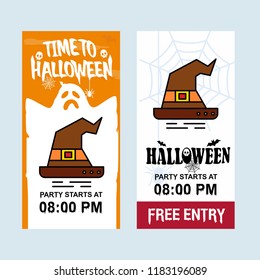 Happy Halloween invitation design with hat vector