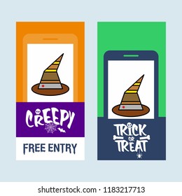 Happy Halloween invitation design with hat vector