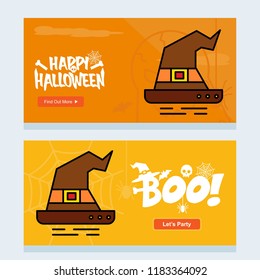 Happy Halloween invitation design with hat vector