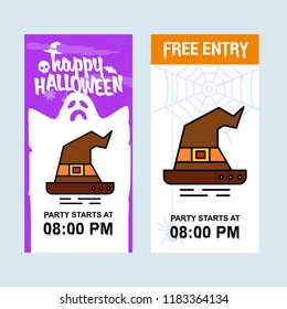 Happy Halloween invitation design with hat vector