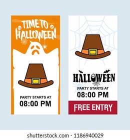 Happy Halloween invitation design with hat vector
