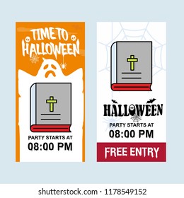 Happy Halloween invitation design with Holy Bible vector
