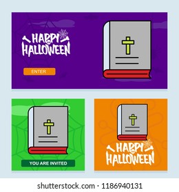 Happy Halloween invitation design with Holy Bible vector