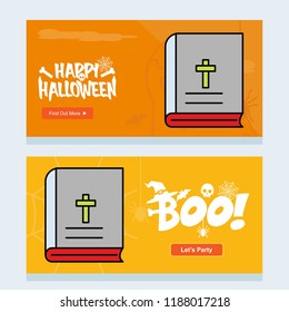 Happy Halloween invitation design with Holy Bible vector