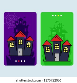 Happy Halloween invitation design with hunted house vector