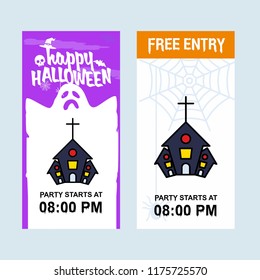 Happy Halloween invitation design with hunted house vector