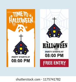 Happy Halloween invitation design with hunted house vector