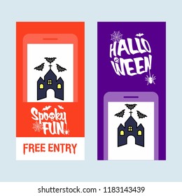 Happy Halloween invitation design with hunted house vector