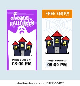 Happy Halloween invitation design with hunted house vector