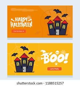 Happy Halloween invitation design with hunted house vector