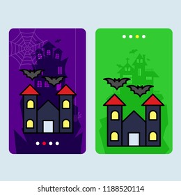 Happy Halloween invitation design with hunted house vector