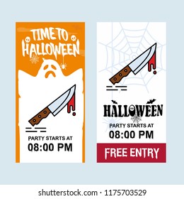 Happy Halloween invitation design with knife vector