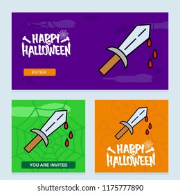 Happy Halloween invitation design with knife vector