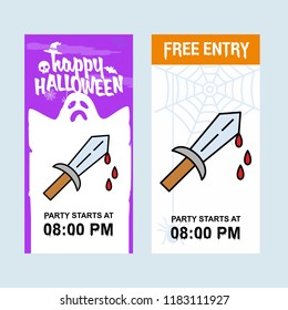 Happy Halloween invitation design with knife vector