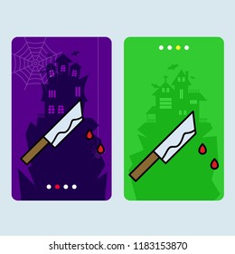 Happy Halloween invitation design with knife vector