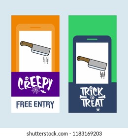 Happy Halloween invitation design with knife vector