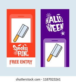 Happy Halloween invitation design with knife vector