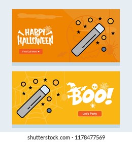 Happy Halloween invitation design with magic stick vector
