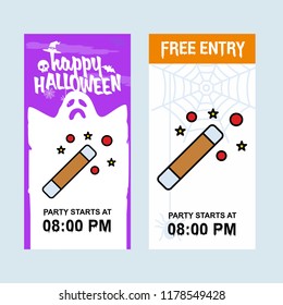 Happy Halloween invitation design with magic stick vector