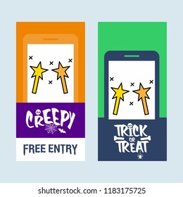 Happy Halloween invitation design with magic stick vector