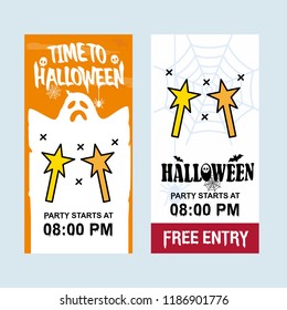 Happy Halloween invitation design with magic stick vector