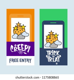 Happy Halloween invitation design with moon vector