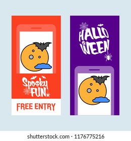 Happy Halloween invitation design with moon vector