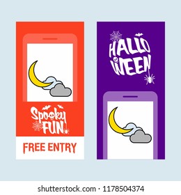 Happy Halloween invitation design with moon vector