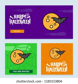 Happy Halloween invitation design with moon vector