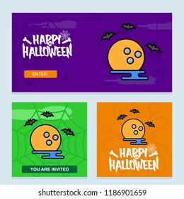 Happy Halloween invitation design with moon vector